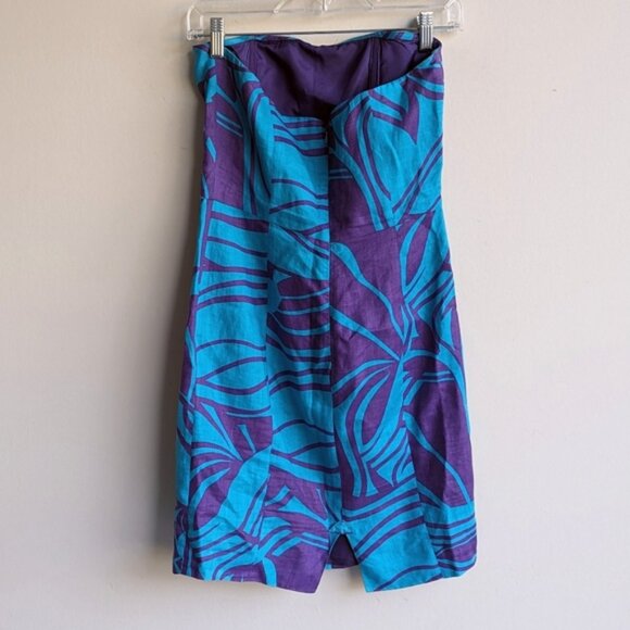 Zara strapless purple & blue neon tube strapless mini dress - Picture 4 of 7